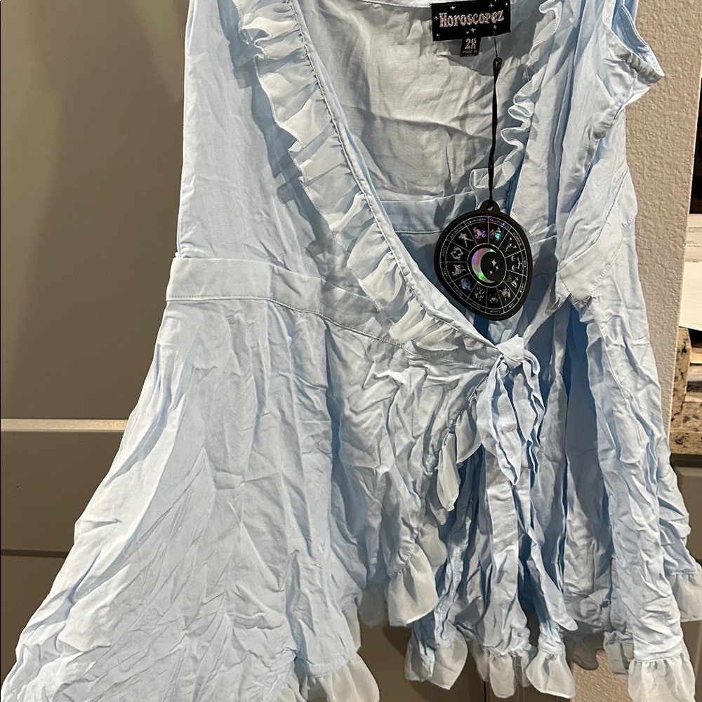 Horoscopez Light Blue Ruffle Dress